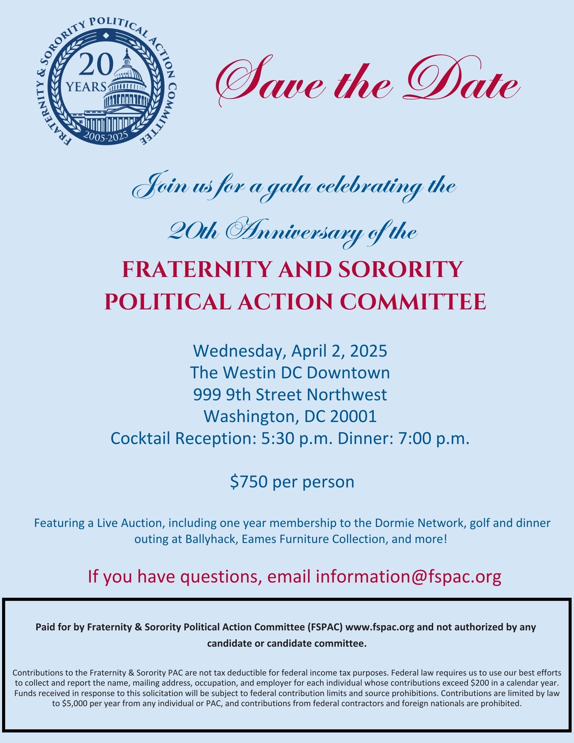 20th Anniversary Gala Save the Date
